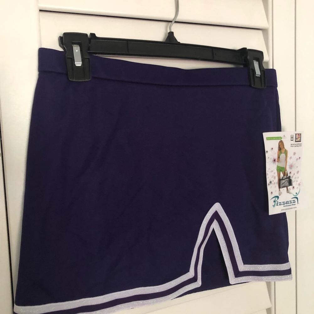 Pizzazz Purple A-line Cheer Skirt With White Sparkle Trim Detail
